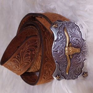 Tony Lama Longhorn Leather Belt
